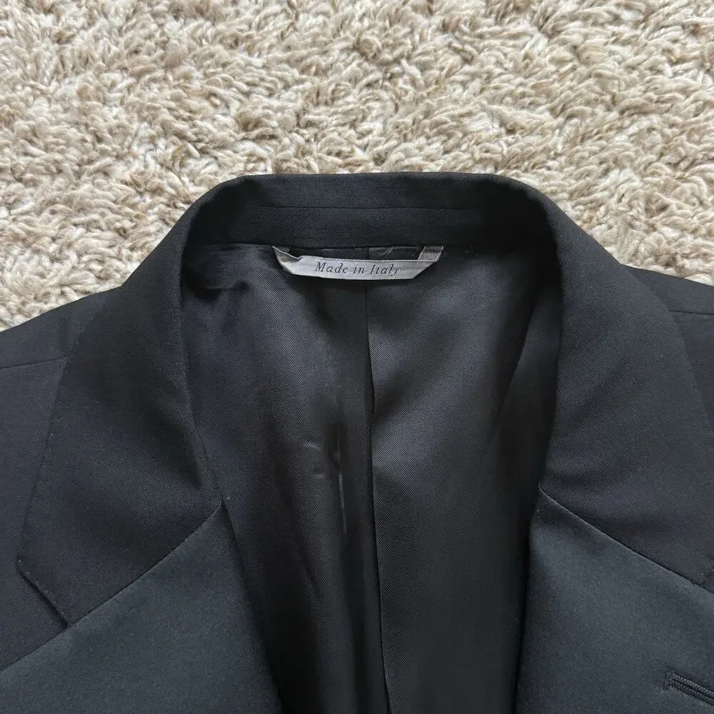Canali Made In Italy Wool Mohair Travel Suit Black Men’s Size 48L Pants 42x33